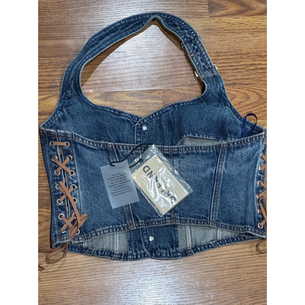 GRLFRND Phoebe Laced Halter Top Nashville Suede Brown Boho Chic Size medium - Picture 10 of 14